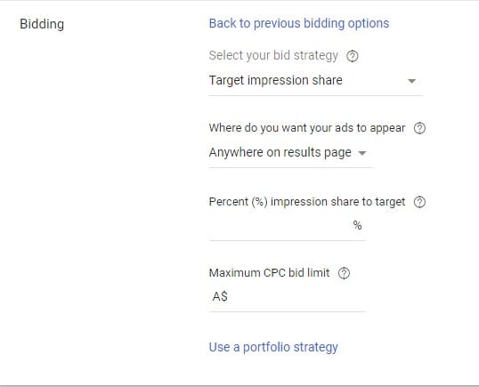 Google Ads Impression Share Bidding Strategy
