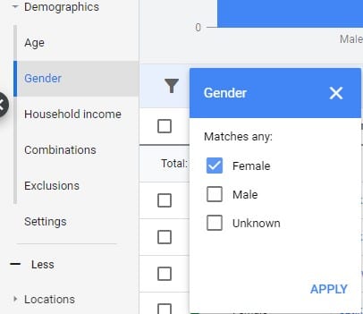 Gender Demographics Google Ads