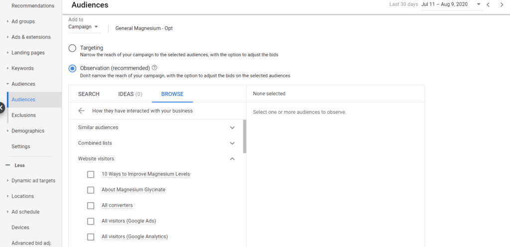 Targeting And Observation In Google Ads Display Ads