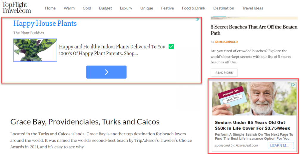 Example Of A Display Ads In Red Boxes