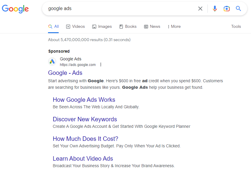 Example Of Search Ad